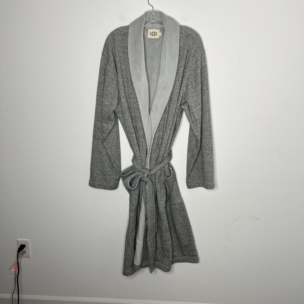 UGG Robe Womens L/XL Heather Gray Shawl Collar Belted Plush Fleece Lined Lounge